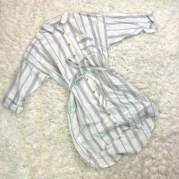 ATM Striped Shirt Button Down Dress - Picture 4 of 9
